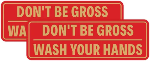 Miniatura 47 de Letrero estándar para puerta o pared, diseño de "Don't Be Gross ("Wash Your Hands"), color negro, mediano