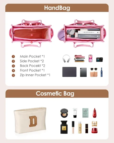 Miniatura 5 de Easter Basket Stuffers, Initial Tote Bag with Makeup Bag, Birthday Gifts for Women, Teen Girl Gifts Trendy Stuff