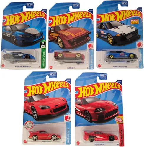 Miniatura 7 de Hot Wheels Paquete de 5 unidades de afinador de importación fundido a presión 2022 (L2593‑977M) Toyota Supra, Honda Civic Custom, Mazda RX‑7