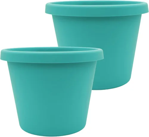 Miniatura 32 de The HC Companies Maceta redonda de plástico Prima con borde enrollado - Maceta para flores ligera y resistente a los rayos UV para hierbas y más