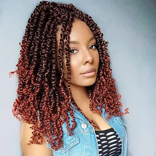 Miniatura 14 de Cabello Passion Twist de 12 pulgadas, 8 paquetes, cabello de ganchillo pretrenzado para mujeres negras, cabello rizado de ganchillo preenlazado, 1b#