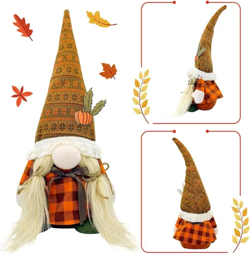 Miniatura 3 de Decoraciones de Acción de Gracias para el hogar - Decoración de otoño - Linda muñeca de felpa de gnomos de Acción de Gracias para oficina