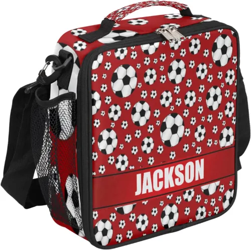 Miniatura 23 de Bolsa de almuerzo personalizada para niñas, niños, adolescentes, hombres y mujeres, regalo personalizado, bolsa de almuerzo, pelota de fútbol, azul