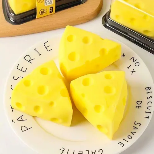 Miniatura 4 de Juguete para apretar queso, juguete suave novedoso, juguete para aliviar el estrés de queso falso, ayuda para relajarse, concentrarse, autismo