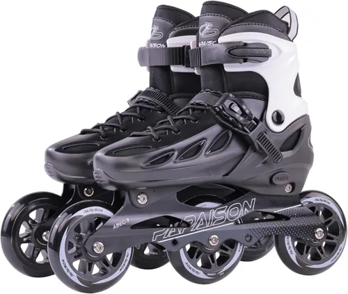 PAPAISON Patines en línea ajustables para adultos para hombres y mujeres con 3 ruedas de 100 mm, patines de exterior para fitness, velocidad y Negro