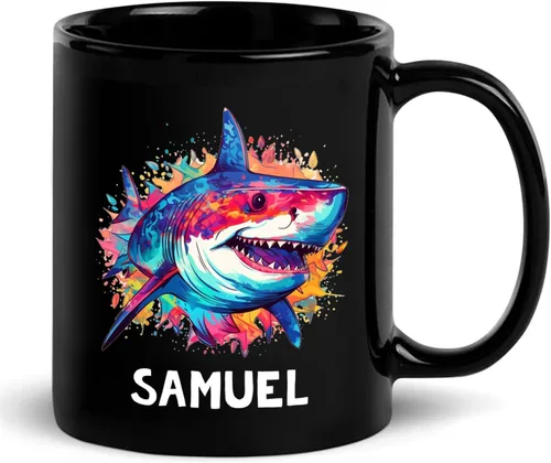 Miniatura 17 de Taza de café personalizada con nombre, taza de café personalizada con animales marinos coloridos del océano, 11 onzas, 15 onzas, taza de cerámica