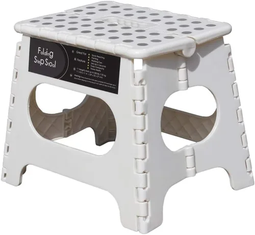 Miniatura 9 de Taburete plegable antideslizante, lo suficientemente resistente y seguro, soporta hasta 300 libras, taburete de 11 pulgadas para adultos o niños