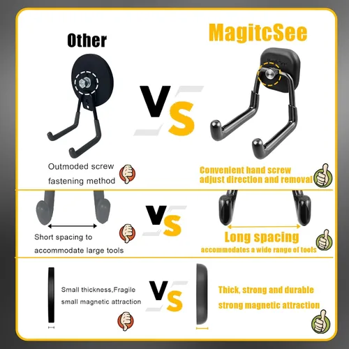 Miniatura 6 de 2 ganchos magnéticos grandes y resistentes con doble punta, ajuste universal para interiores y exteriores, ganchos organizadores de imanes fuertes