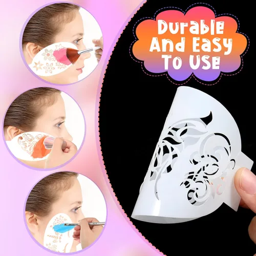 Miniatura 4 de Chinco 24 plantillas de pintura facial, plantillas de tatuajes faciales y corporales, plantillas de pintura para niños, vacaciones, Halloween