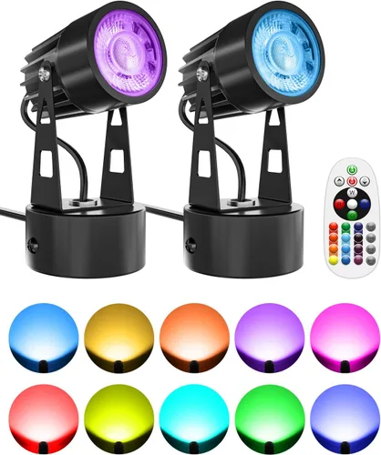 Luces de Foco LED para Interiores 3W RGB Iluminación de Acento Luces Ascendentes para Interiores Lámpara de Foco para Plantas 120V Iluminación RGBW