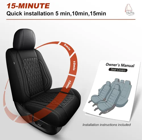 Miniatura 2 de IKABEVEM Juego de fundas de asiento delantero para VW/Volkswagen Jetta 2007-2026, cojín de asiento delantero de piel sintética, impermeable