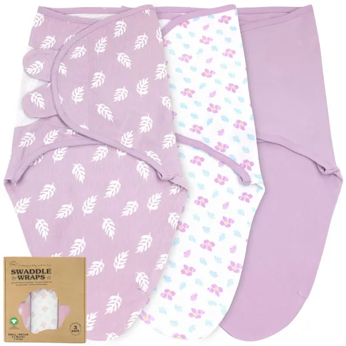 Miniatura 28 de Mantas para envolver para recién nacidos – Juego de 3 mantas para bebés de 0-3 meses – Saco de dormir ajustable – Bufanda suave de algodón orgánico