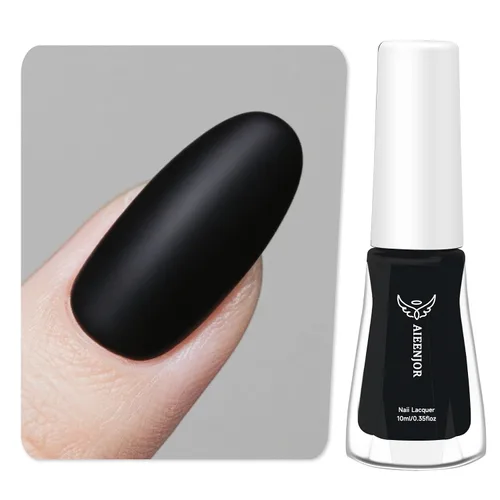 Miniatura 11 de Esmalte de uñas negro, esmalte de uñas de secado rápido, sin rayas, esmalte de uñas de larga duración para uñas de boda de otoño, manicura acogedora