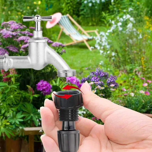 Miniatura 4 de Hooshing 4 tubos de riego por goteo de 1/2 pulgada a grifo, adaptador de manguera de jardín de 3/4 a 1/2 pulgadas, adaptador de manguera de riego