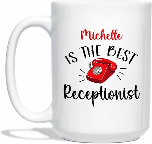 Miniatura 23 de Taza de café de recepcionista personalizada, regalos para agradecimiento, taza blanca de recepcionista, taza de viaje para recepcionistas, taza