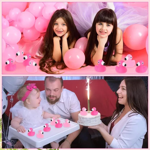 Miniatura 6 de Jerify Pato de goma flamenco a granel rosa para niños, juguetes de baño flotantes, patos flotantes de verano para playa, patos de goma para baby