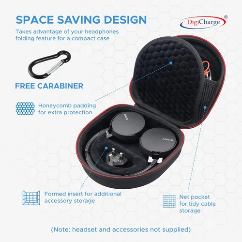 Miniatura 5 de Digicharge Funda de transporte para Sony WH-CH520 / WH-CH510 / MDR-ZX110, JBL Live 680NC / Tune 520BT / 510BT Auriculares inalámbricos Bluetooth