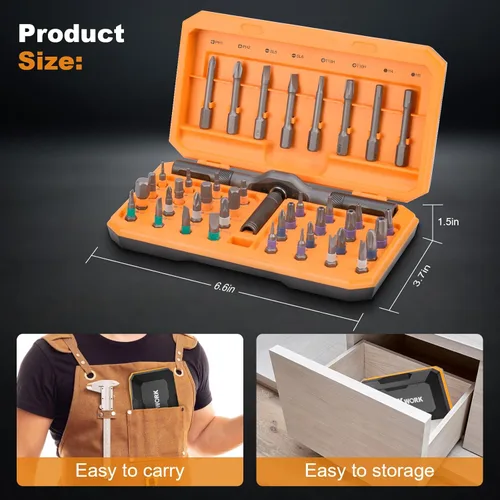 Miniatura 5 de THINKWORK Juego de destornilladores de trinquete 42 en 1, juego de destornilladores magnéticos con mango de trinquete desmontable, kit