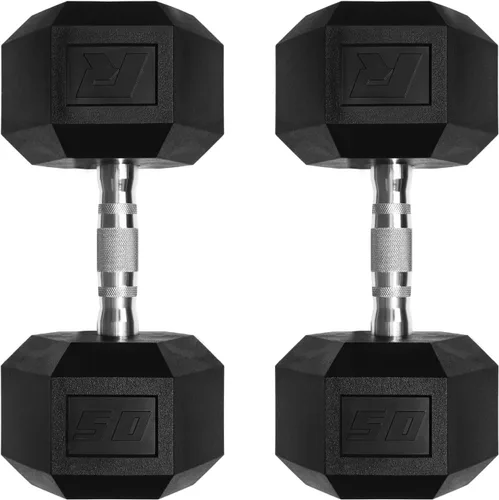 Miniatura 21 de RitFit Juego de mancuernas hexagonales revestidas de PVC de 5 a 650 libras con estante opcional para gimnasio en casa, peso de mano con mango
