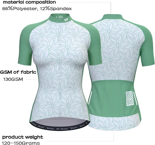 Miniatura 2 de Wulibike Camiseta de ciclismo para mujer, manga corta, camisetas de bicicleta para mujer, camiseta de ciclismo con tres bolsillos