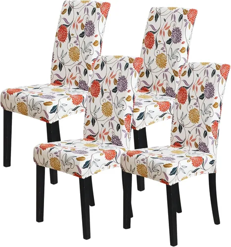 Miniatura 7 de FORCHEER Juego de 6 fundas para sillas de comedor, fundas elásticas para sillas de cocina, 6 piezas, fundas para silla Parson, paquete de 6, Flores