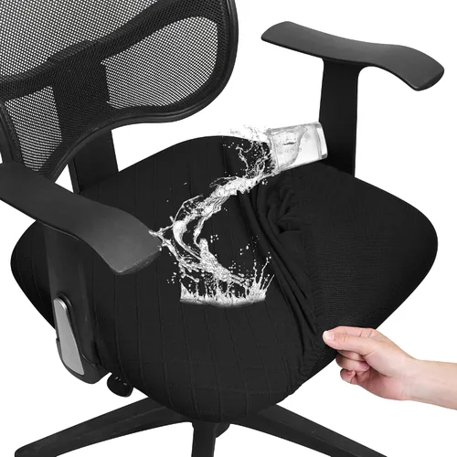 Miniatura 7 de FORCHEER Fundas de asiento para silla de oficina, fundas de cuero elástico impermeable PU para silla de computadora, fundas de cojín para asiento