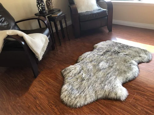 Miniatura 36 de LAMBZY Alfombra sintética de piel de oveja auténtica, con textura inferior gruesa, fuerte, fácil de lavar, resistente a las manchas, perfecta