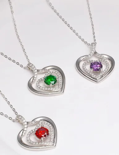 Miniatura 5 de ITS4YEO 925 Sterling Silver Love Heart Birthstone Necklaces Silver Necklace Zircon Pendant Necklaces for Women Jewelry Gift for Women Wife Girls Her