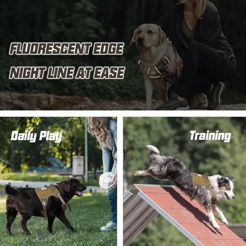Miniatura 3 de Auroth - Arnés táctico para perros grandes, antitirones, ajustable y reflectante, K9, chaleco de entrenamiento para mascotas, arnés de servicio army