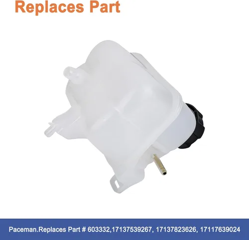 Miniatura 2 de Tanque de expansión del radiador del depósito del refrigerante del motor (con tapa). Reemplaza la pieza # 603332,17137539267, 17137823626.