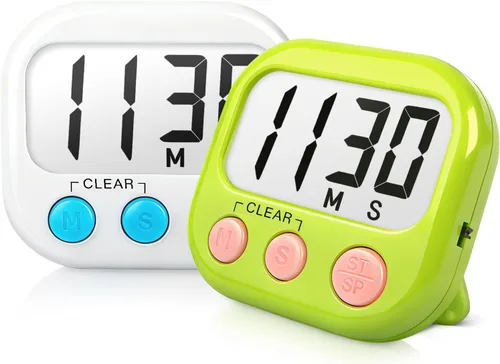 Temporizadores de aula para profesores y niños, temporizador digital magnético grande, suministros para profesores, paquete de 2, verde y blanco