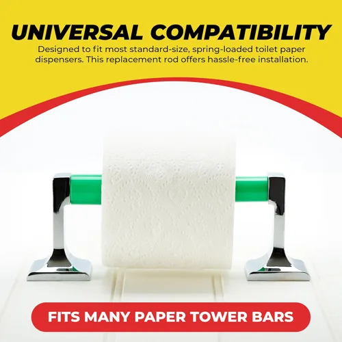 Miniatura 3 de Qualihome La primavera plástica universal verde cargó la barra del reemplazo del tenedor del rollo del papel higiénico, Rod verde del reemplazo