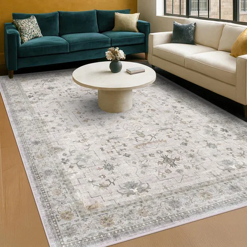 Miniatura 34 de Alfombra Boho Negra para Sala de Estar - Alfombra de Área Lavable de 10x14 Pies, Alfombras de Comedor para Debajo de la Mesa, Alfombra Suave de Pelo