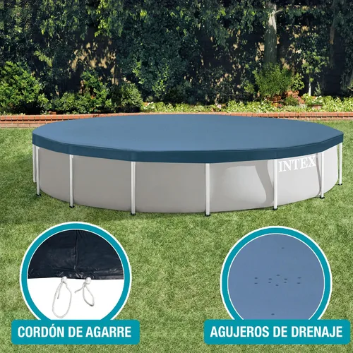 Miniatura 6 de CUBIERTA DE ALBERCA INTEX 28030E: Para piscinas de 10 pies con marco redondo de metal – Incluye cuerda de atado – Orificios de drenaje – Sobresalida