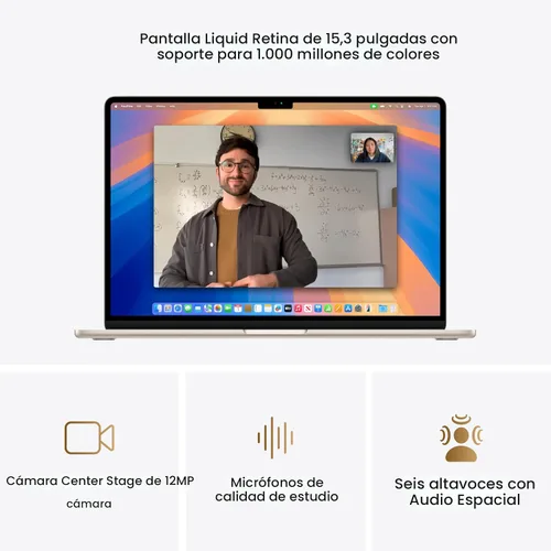 Miniatura 4 de Apple Laptop MacBook Air 2025 de 15 pulgadas con chip M4: diseñada para Apple Intelligence, pantalla Liquid Retina de 15.3 pulgadas, memoria Luz