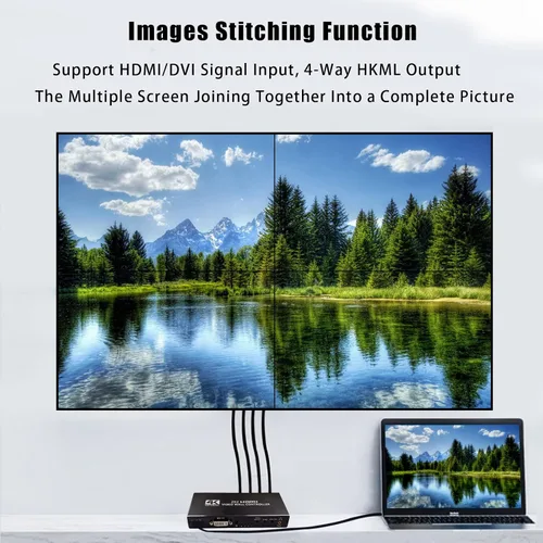 Miniatura 5 de Controlador de pared de video, 4K x 2K HD sin costuras Procesador profesional con entrada HDMI+DVI+RS232, salida HDMI de 4 vías y SPDIF Pantalla