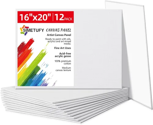 Miniatura 22 de Simetufy Paquete de 12 tableros de lienzo de 9 x 12 pulgadas para pintar paneles de lienzo, imprimados con gesso sin ácidos, 100% algodón