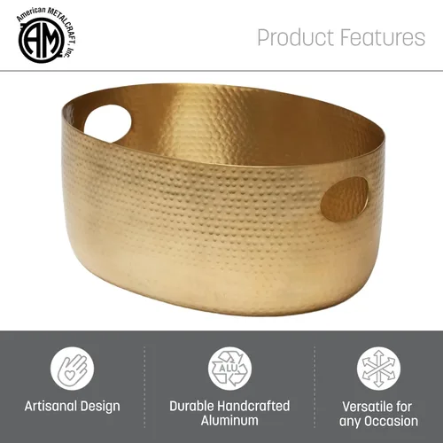 Miniatura 3 de American Metalcraft - Tina de aluminio para bebidas, solución grande para servir fiestas con asas para bebidas, 512 onzas, color dorado