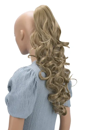 Miniatura 15 de Prettyshop - Extensión de cola de caballo de 24 pulgadas con clip, larga, voluminosa, ondulada, resistente al calor, color negro H63