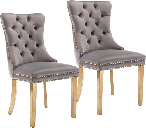 Miniatura 84 de Silla de comedor copetuda moderna de terciopelo para comedor, sillas de comedor tapizadas con remache de clavo, anillo trasero para cocina, comedor