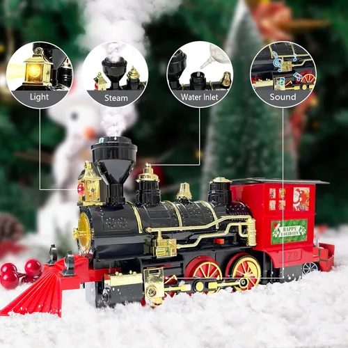 Miniatura 3 de OCHIDO Conjunto de Trenes - Conjuntos de Trenes de Navidad para Debajo del Árbol, Juguete de Tren Eléctrico de Regalo para Niños y Niñas, con Kits