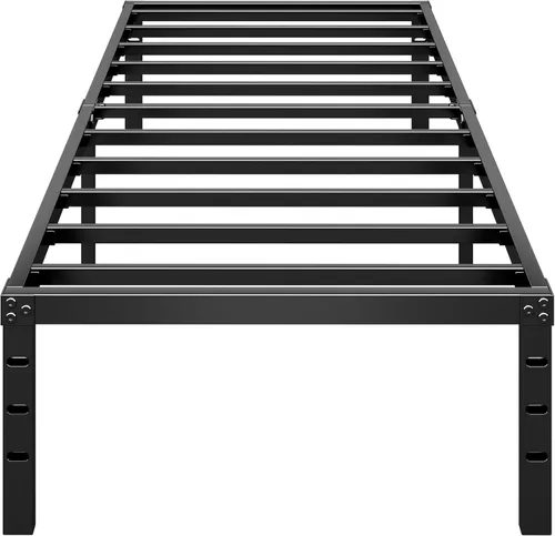 HLIPHA - Base de cama metálica de plataforma de 12 pulgadas de altura, no necesita somier, base de cama tamaño individual con listones de soporte