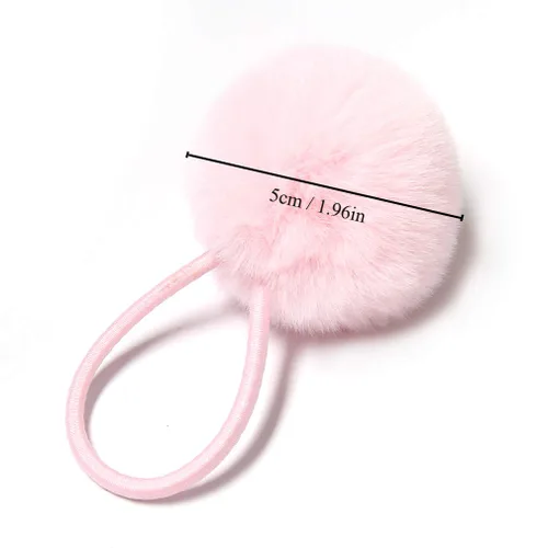 Miniatura 6 de SUSULU Bandas elásticas de pelo sintético de conejo con pompón para mujer, banda de goma con soporte de cola de caballo de 2.0 in, accesorios 6