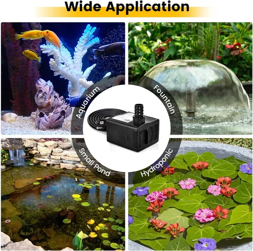 Miniatura 8 de Goplus Bomba de agua sumergible de 383 GPH (1450 L/H, 30 W), bomba de agua ultra silenciosa con elevación de 8.2 pies de alto, cable de alimentación