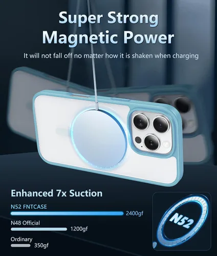 Miniatura 1527 de FNTCASE Funda para iPhone 13 Pro-Max: Fundas magnéticas transparentes compatibles con Magsafe Slim anti amarillamiento protección contra caídas