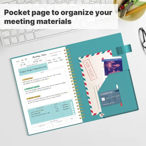 Miniatura 5 de Regolden-Book Cuaderno de reuniones para el trabajo con artículos de acción, planificador de proyectos para tomar notas, notas de oficina/reuniones