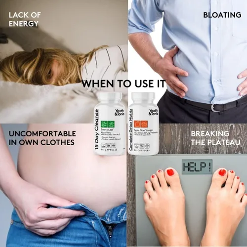 Miniatura 2 de Youth & Tonic Aminoácidos Bedtime Trim Limpiador de colon de 15 días y desintoxicación ACV para metabolismo de limpieza desintoxicante y músculos