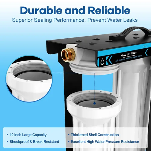 Miniatura 7 de Sistema de filtro de agua para RV, sistema de filtración de agua de 5 capas y 3 etapas, conectores rápidos de manguera sin plomo, filtros de 0.01