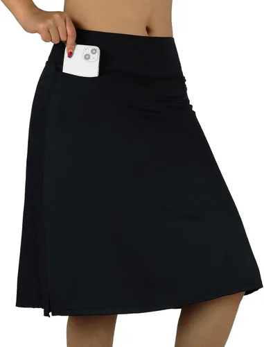BELEROY Falda pantalón hasta la rodilla para mujer con bolsillos, falda midi con pantalones cortos integrados, falda de tenis de golf para uso casual