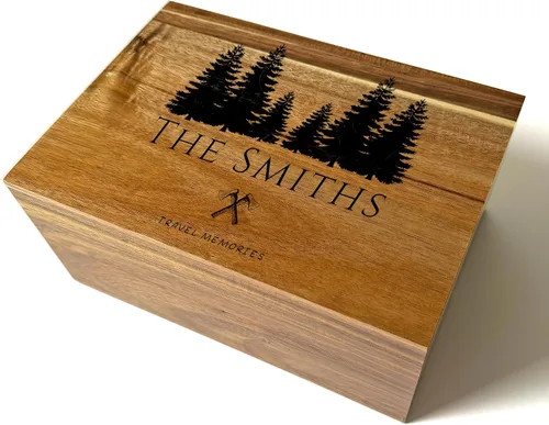 Miniatura 23 de Caja de madera grabada personalizada grande – Caja de recuerdo de madera de acacia con mensaje oculto personalizado, cajas de memoria de nogal